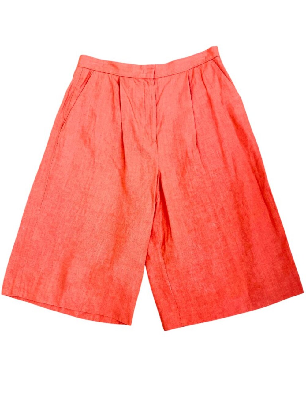 COS Linen Bermuda Shorts Wide Leg Ultra High Rise Orange (12)
